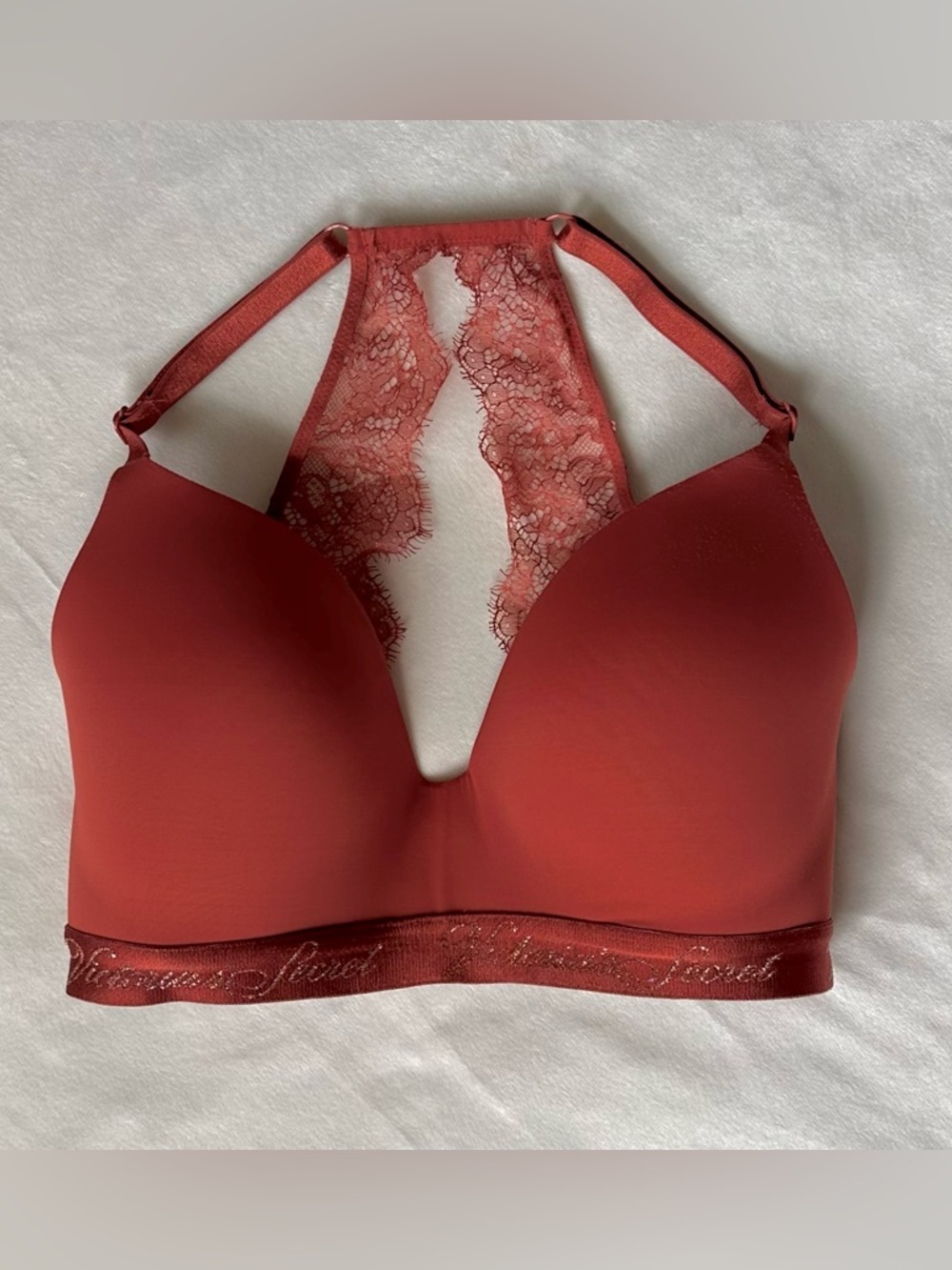 Victoria's Secret Lace-Back Wireless Bra in Rust Red